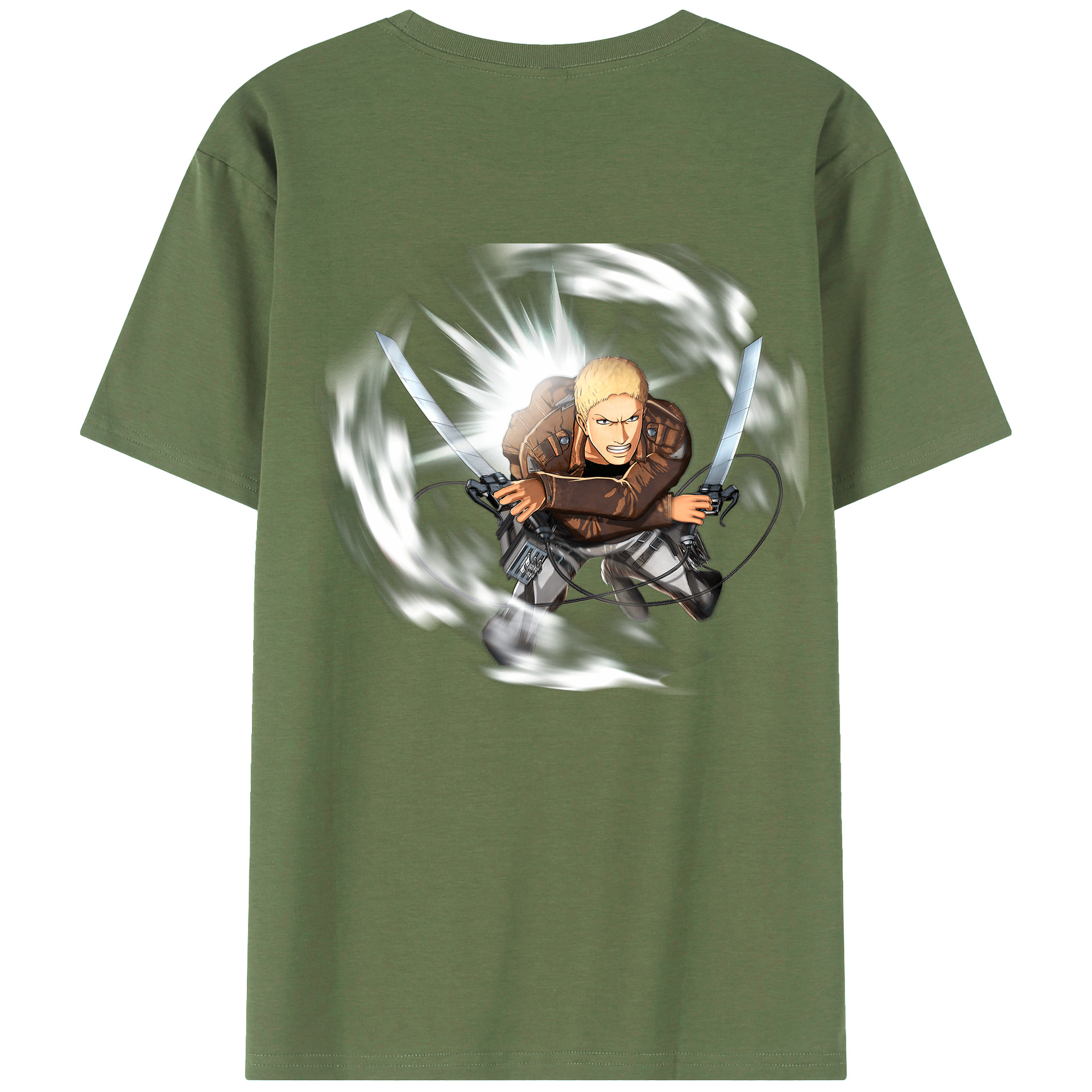 （画像用） 進撃の巨人 ライナー・ブラウン Attack on Titan Reiner Braun 綿100％ メンズ半袖Tシャツ（バックプリント） 通気性